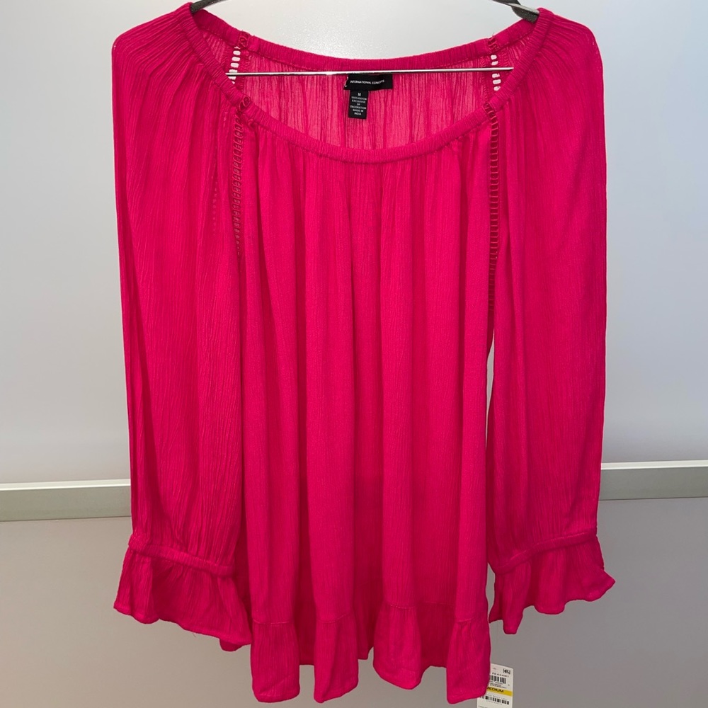 INC International Concepts Pink Eyelet 3/4 Sleeve Top *NWT*